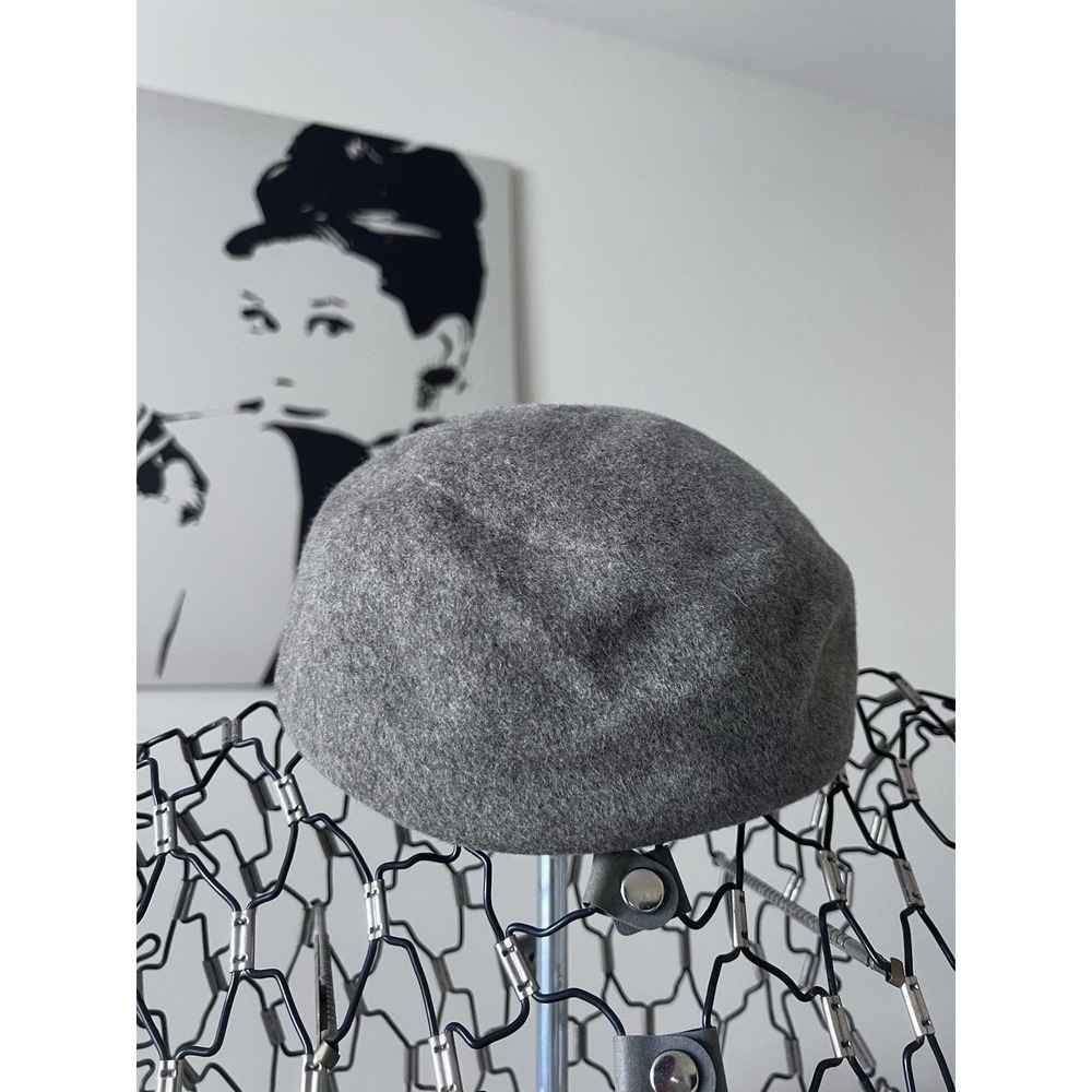 Vintage Ritz Henry Pollak NY Gray Wool Beret Hat Medium 100% Wool Made in USA